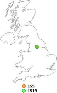 map showing distance between LS5 and LS19