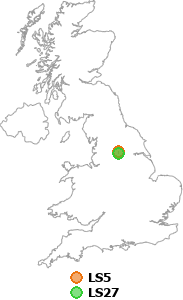 map showing distance between LS5 and LS27