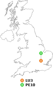 map showing distance between LU3 and PE10