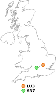 map showing distance between LU3 and SN7