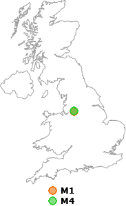 map showing distance between M1 and M4