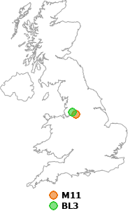 map showing distance between M11 and BL3