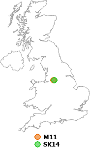 map showing distance between M11 and SK14