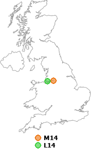 map showing distance between M14 and L14