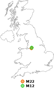 map showing distance between M22 and M12