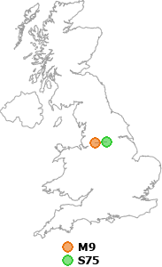 map showing distance between M9 and S75