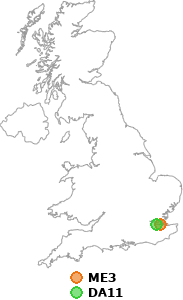 map showing distance between ME3 and DA11