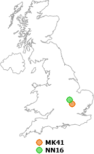 map showing distance between MK41 and NN16