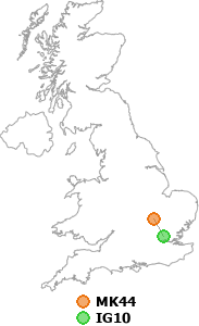 map showing distance between MK44 and IG10