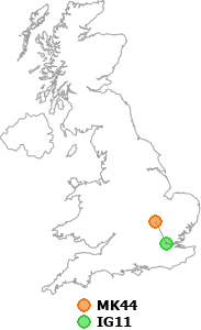 map showing distance between MK44 and IG11