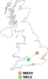 map showing distance between MK44 and SN12