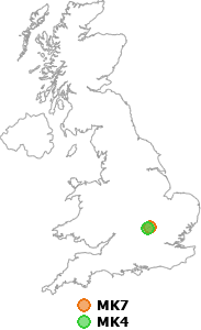 map showing distance between MK7 and MK4