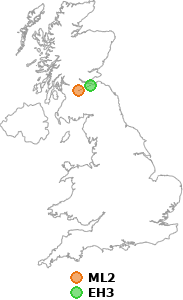 map showing distance between ML2 and EH3