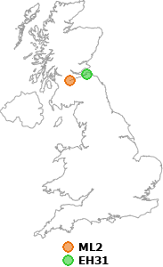 map showing distance between ML2 and EH31