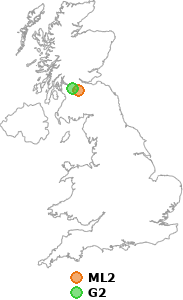 map showing distance between ML2 and G2