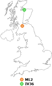 map showing distance between ML2 and IV36