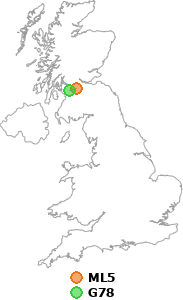 map showing distance between ML5 and G78