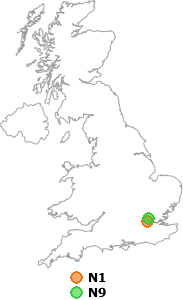 map showing distance between N1 and N9