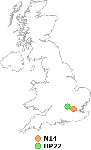 map showing distance between N14 and HP22