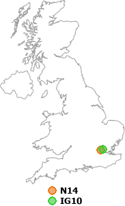 map showing distance between N14 and IG10