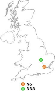 map showing distance between N6 and NN8