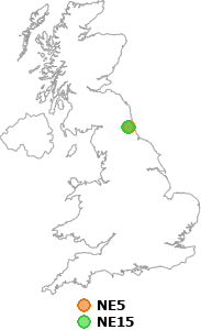 map showing distance between NE5 and NE15