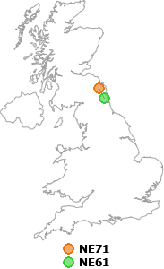 map showing distance between NE71 and NE61