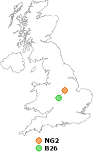 map showing distance between NG2 and B26