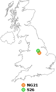 map showing distance between NG21 and S26