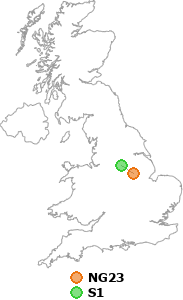 map showing distance between NG23 and S1