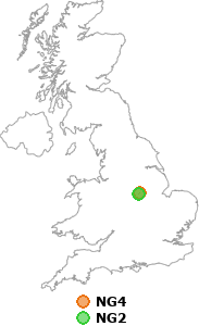 map showing distance between NG4 and NG2