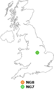 map showing distance between NG8 and NG7