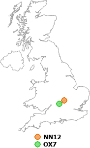 map showing distance between NN12 and OX7