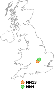 map showing distance between NN13 and NN4