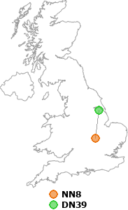 map showing distance between NN8 and DN39