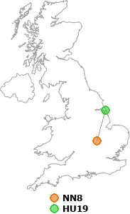 map showing distance between NN8 and HU19