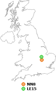 map showing distance between NN8 and LE15