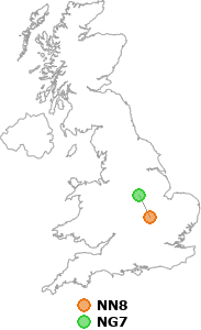 map showing distance between NN8 and NG7