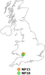 map showing distance between NP15 and NP18