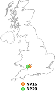 map showing distance between NP16 and NP20