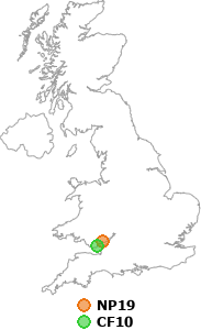 map showing distance between NP19 and CF10