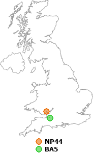 map showing distance between NP44 and BA5