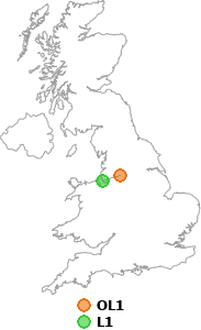 map showing distance between OL1 and L1