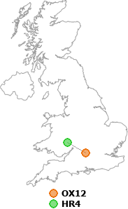 map showing distance between OX12 and HR4