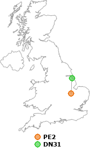 map showing distance between PE2 and DN31