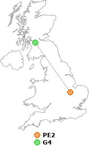 map showing distance between PE2 and G4