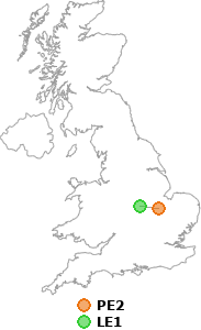 map showing distance between PE2 and LE1