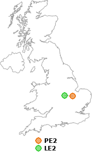 map showing distance between PE2 and LE2