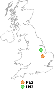 map showing distance between PE2 and LN2