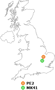 map showing distance between PE2 and MK41